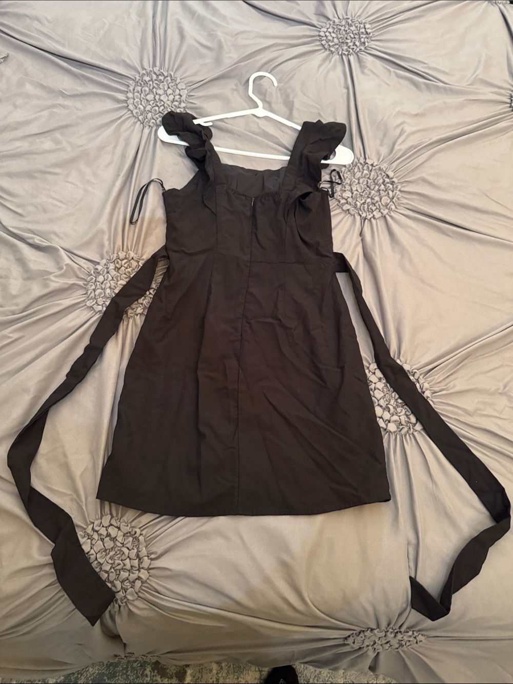 essue Black Ruffle-Shoulder Button Mini Dress - Picture 2 of 2
